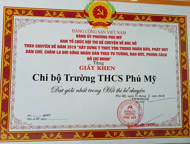 Đạt giải I - Hội thi kể chuyện về Bác Hồ do Đảng bộ phường Phú Mỹ tổ chức