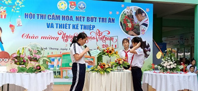 Trường tham gia hội thi cắm hoa, nét bút tri ân và thiết kế thiệp