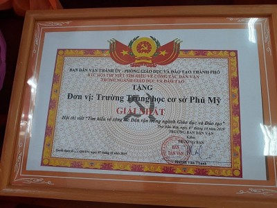 Trường đạt giải nhất toàn đoàn - Cuộc thi  viết "Tìm hiểu về công tác Dân vận trong ngành giáo dục và đào tạo"