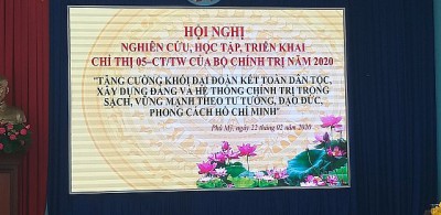 Chi bộ nhà trường tham gia Hội nghị nghiên cứu, học tập, triển khai chỉ thị 05-CT/TƯ của bộ chính trị năm 2020