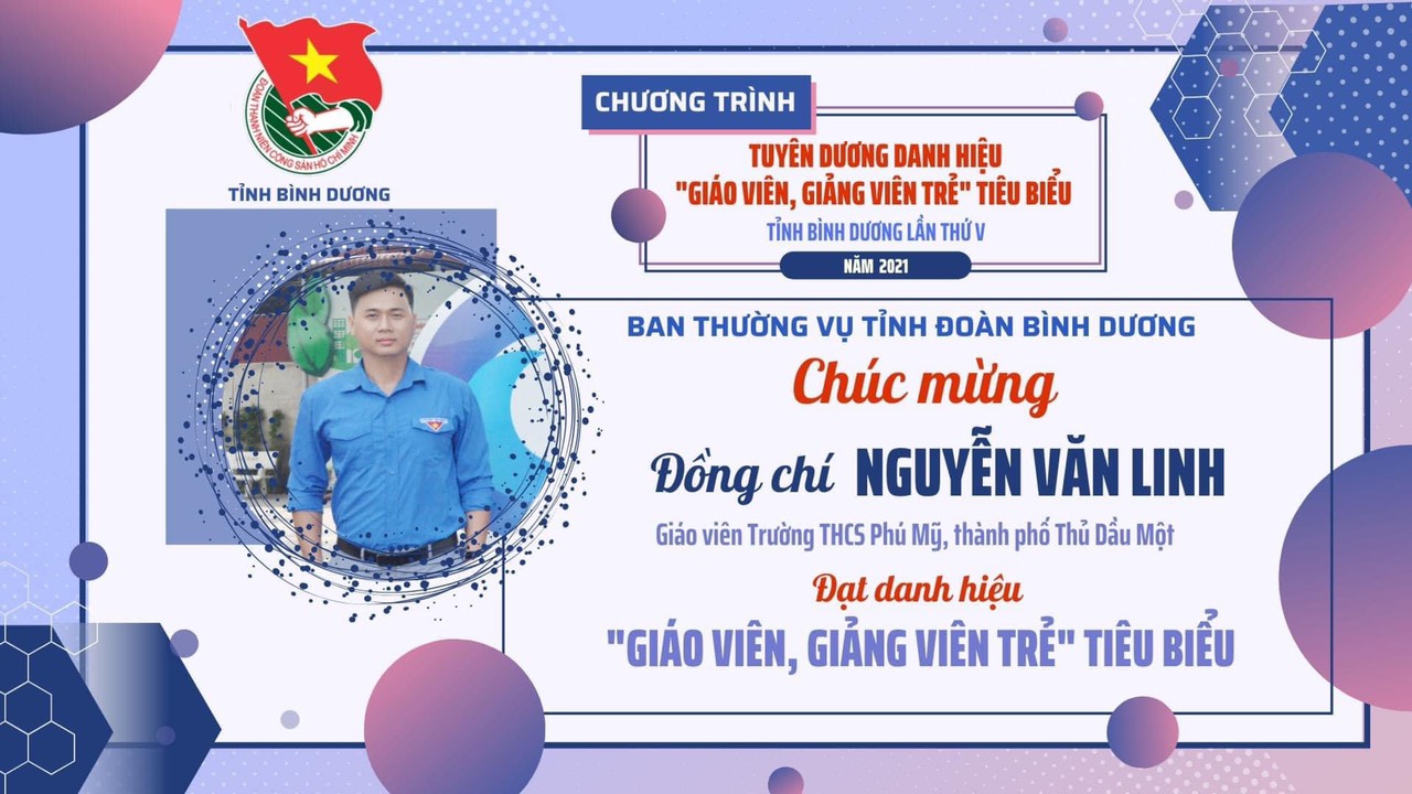 Chúc mừng thầy Nguyễn Văn Linh đạt danh hiệu giáo viên tiêu biểu